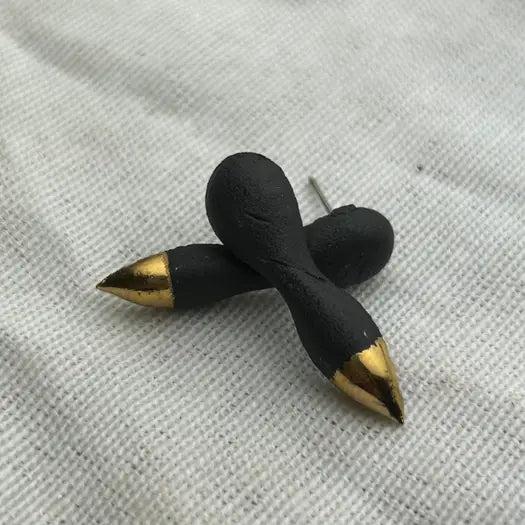 Black and Gold Spike Earring