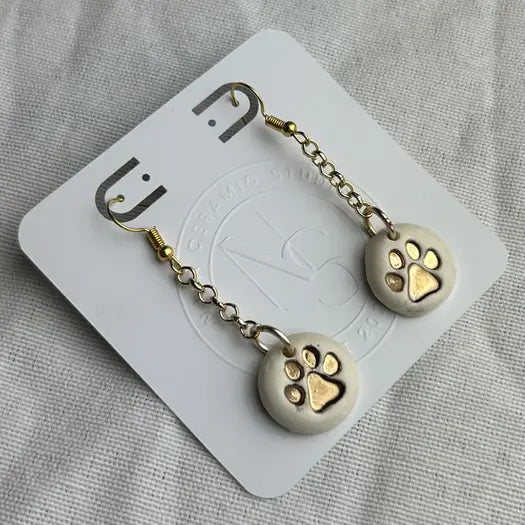 Gold Paw Print Dangles