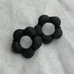 Textured Obsidian Flower Studs