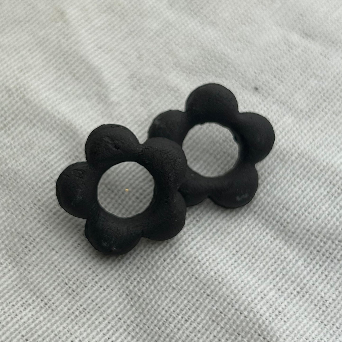 Obsidian Flower Studs